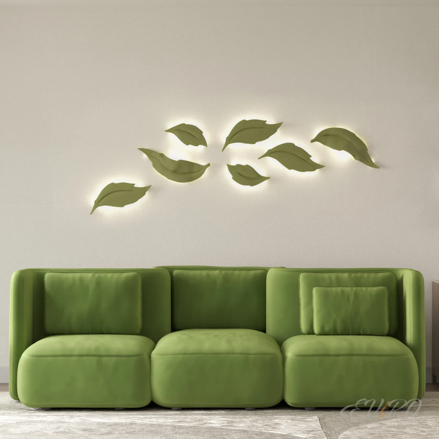 Световая гипсовая 3D панель EViRO Листья LED